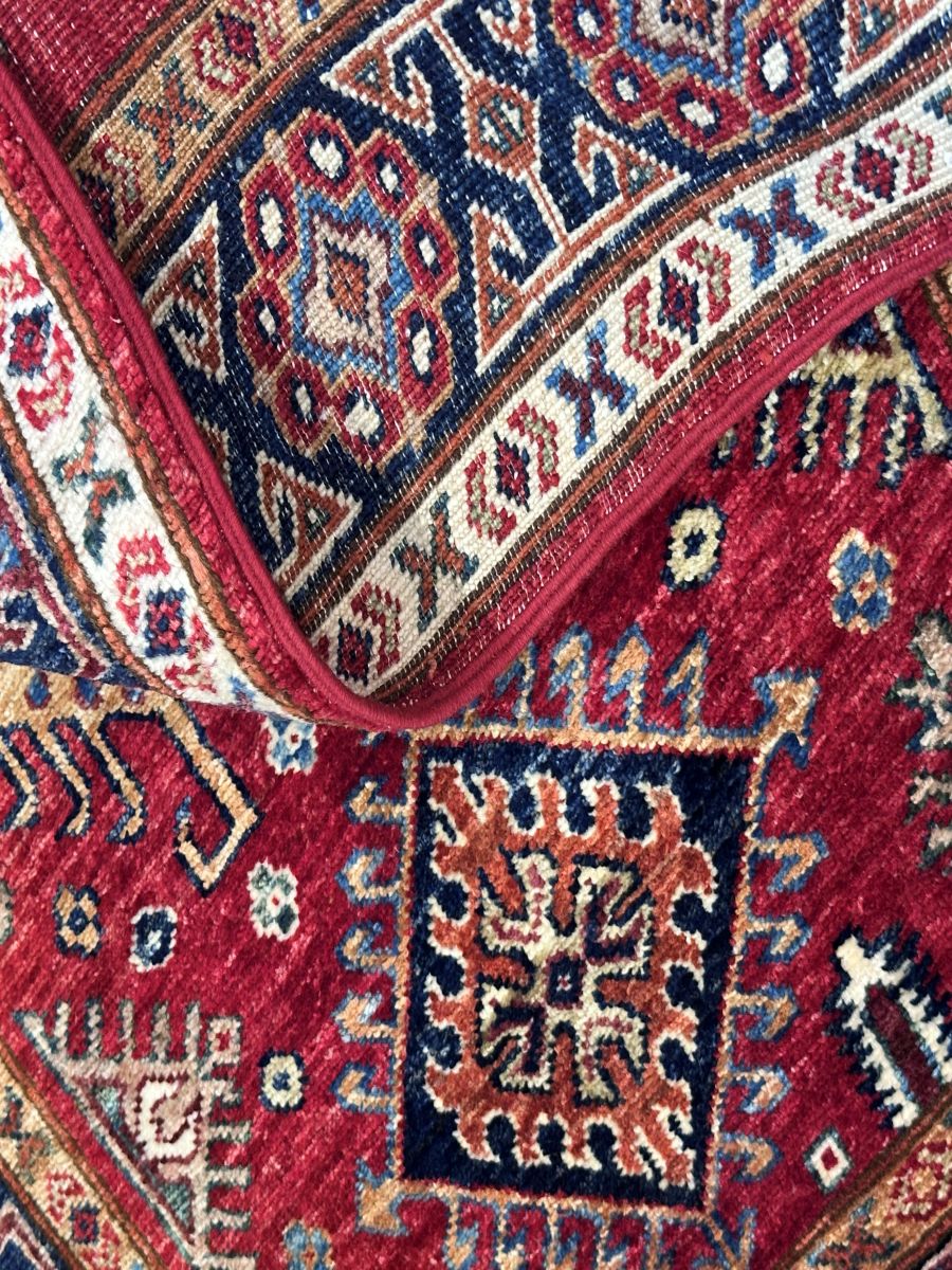 Hand-Woven Tribal Afghan Kazak Rug