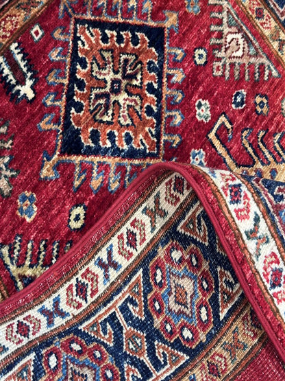 Hand-Woven Tribal Afghan Kazak Rug