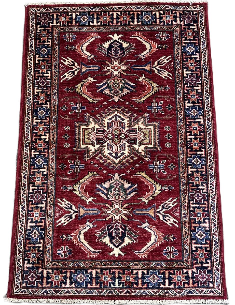 Hand-Woven Tribal Afghan Kazak Rug