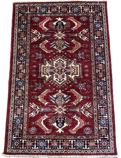 Hand-Woven Tribal Afghan Kazak Rug