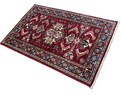 Hand-Woven Tribal Afghan Kazak Rug