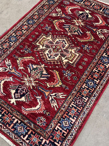 Hand-Woven Tribal Afghan Kazak Rug