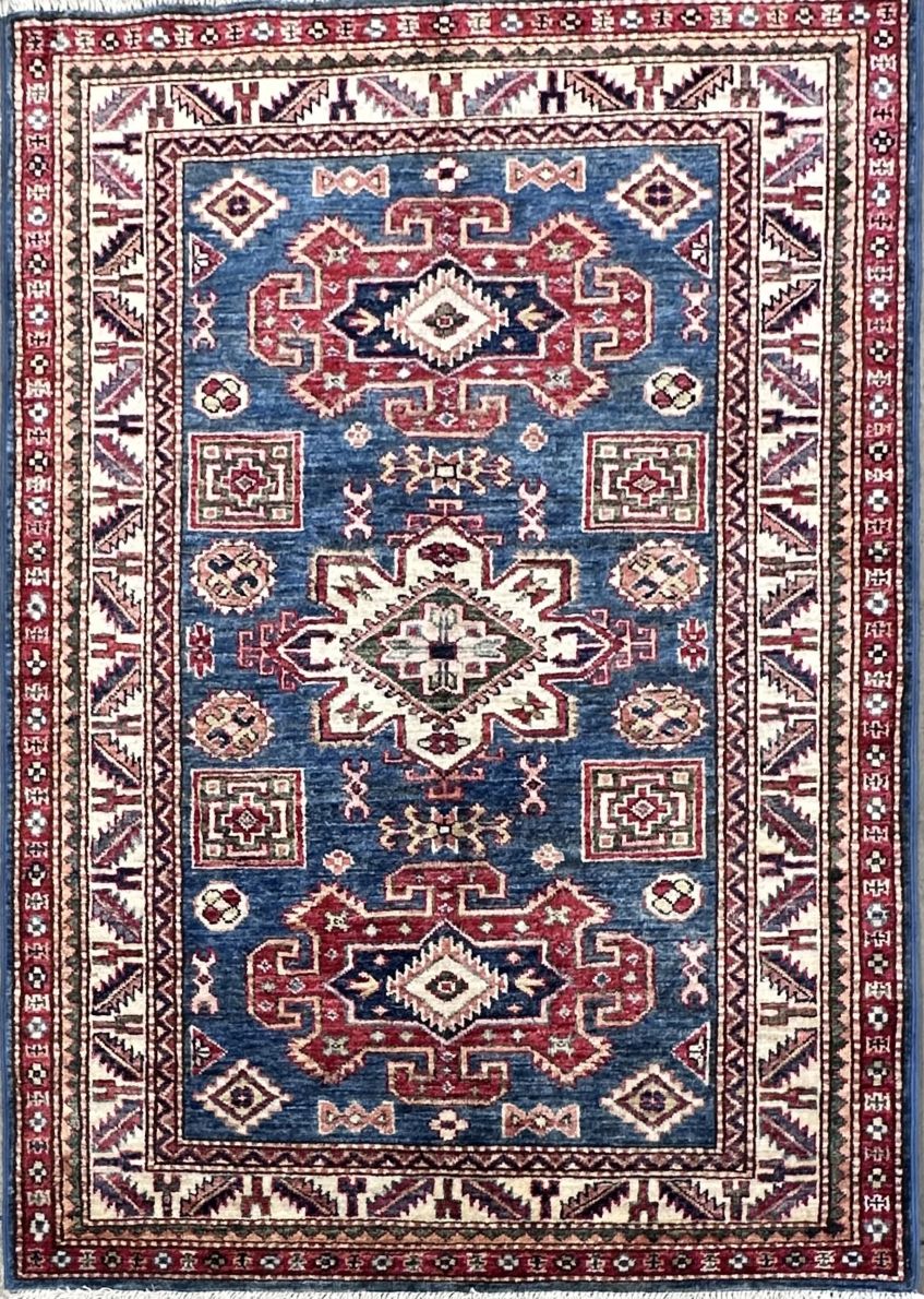 Hand-Woven Tribal Afghan Kazak Rug