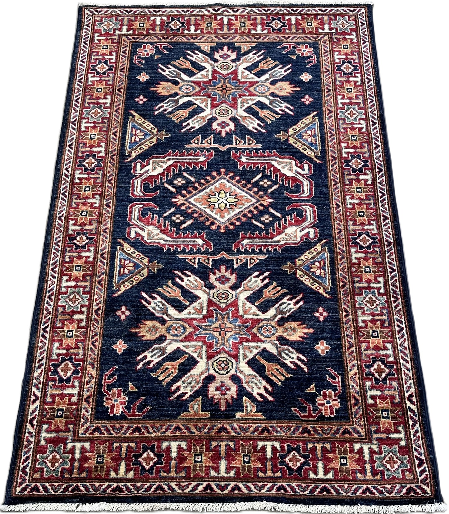 Hand-Woven Tribal Afghan Kazak Rug