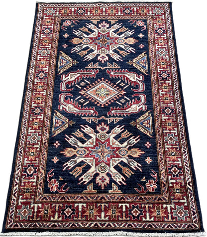 Hand-Woven Tribal Afghan Kazak Rug