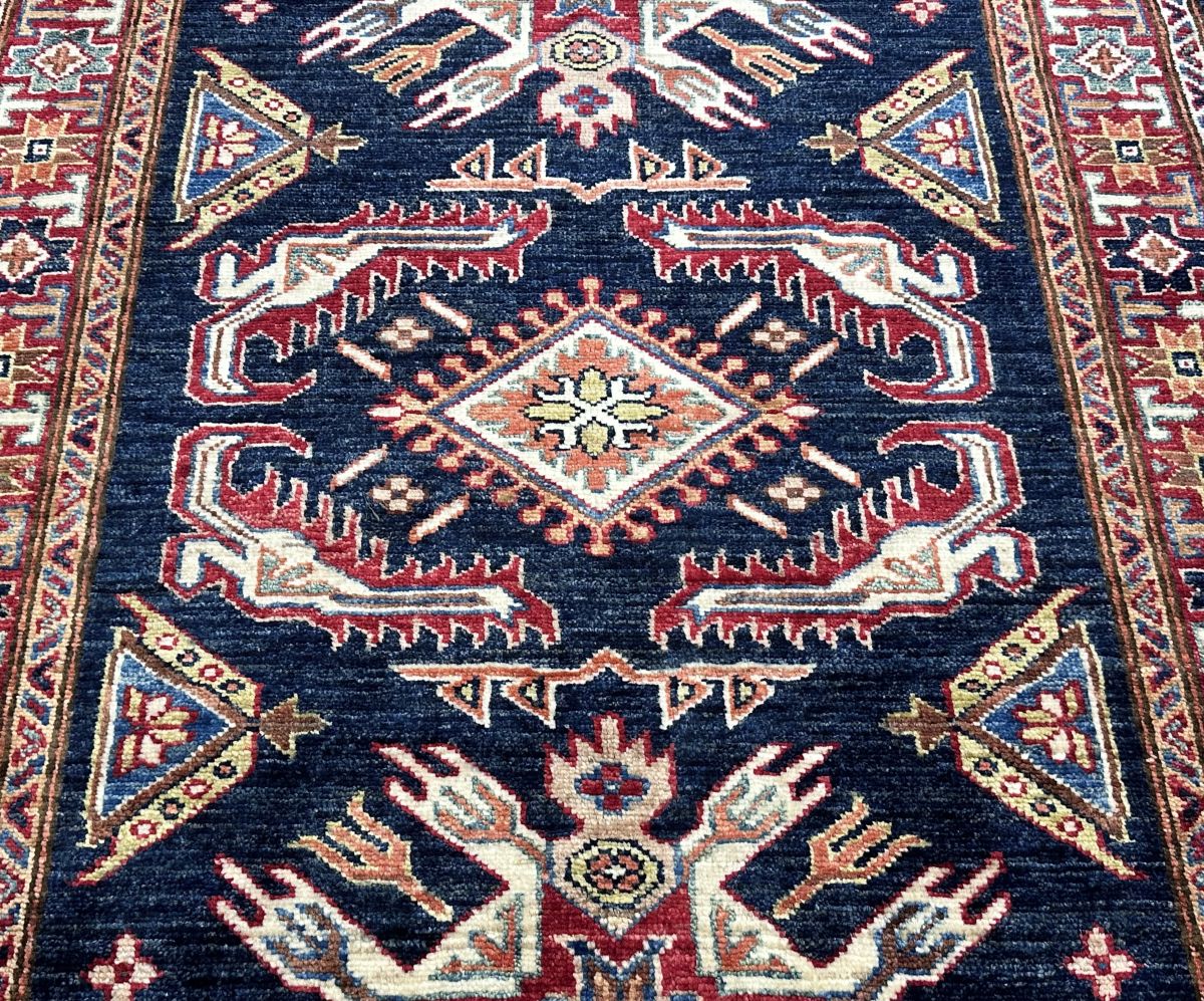 Hand-Woven Tribal Afghan Kazak Rug