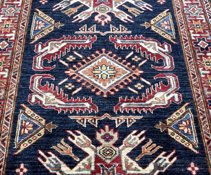 Hand-Woven Tribal Afghan Kazak Rug
