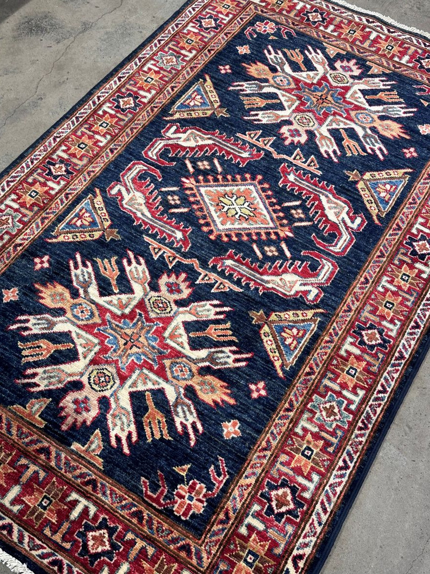 Hand-Woven Tribal Afghan Kazak Rug