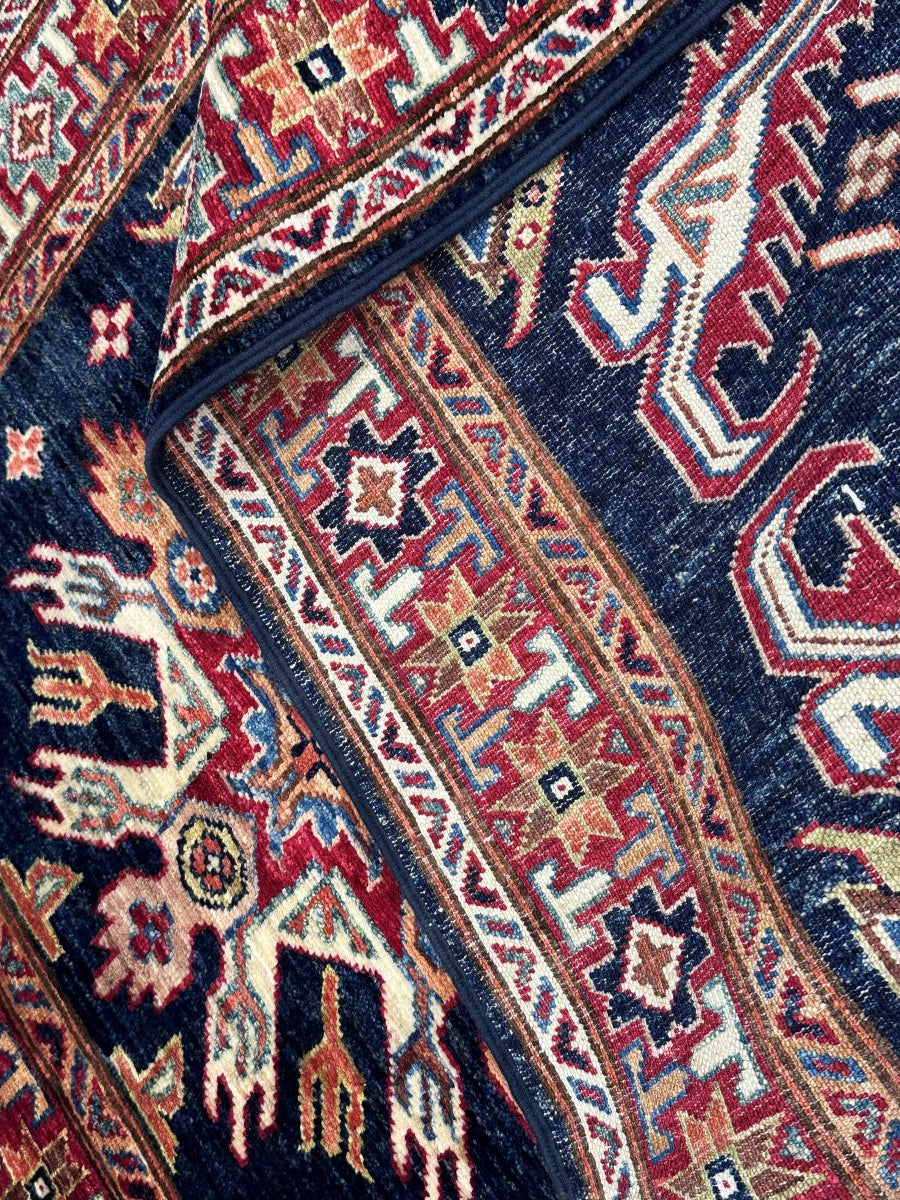 Hand-Woven Tribal Afghan Kazak Rug