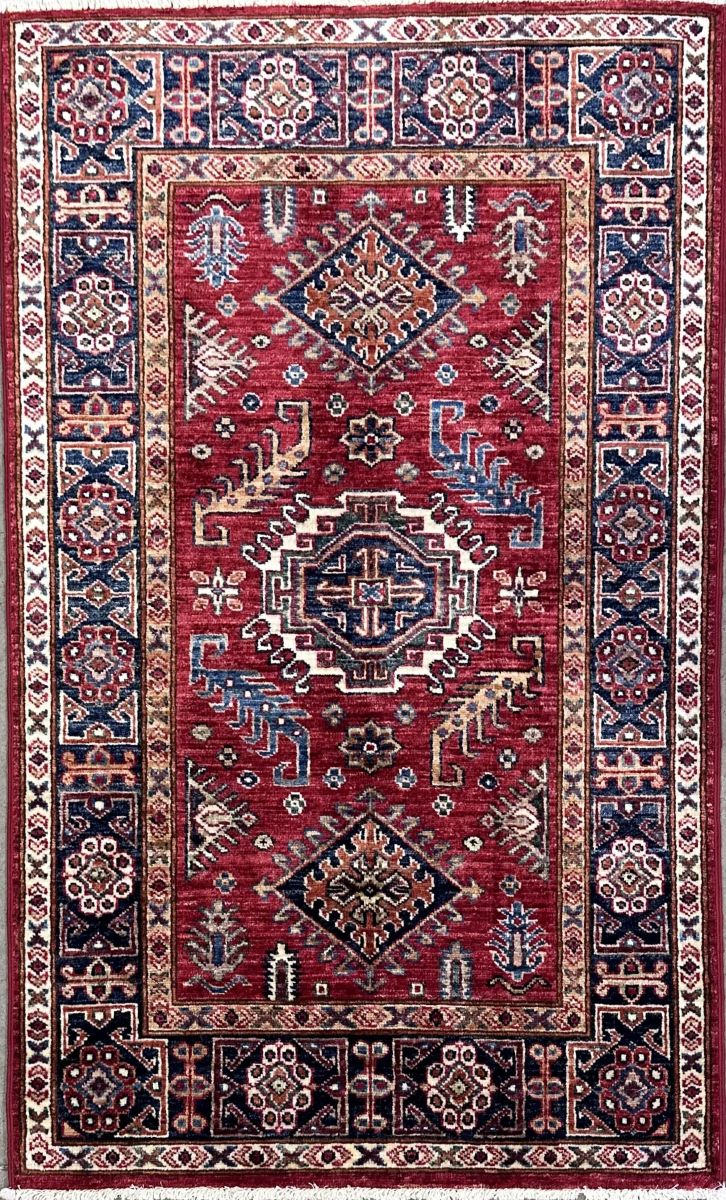 Hand-Woven Tribal Afghan Kazak Rug