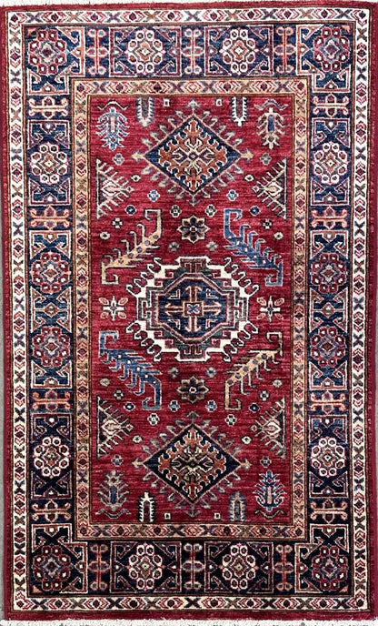 Hand-Woven Tribal Afghan Kazak Rug