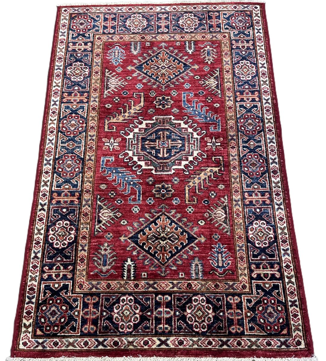 Hand-Woven Tribal Afghan Kazak Rug