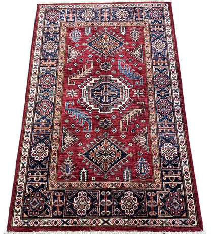 Hand-Woven Tribal Afghan Kazak Rug