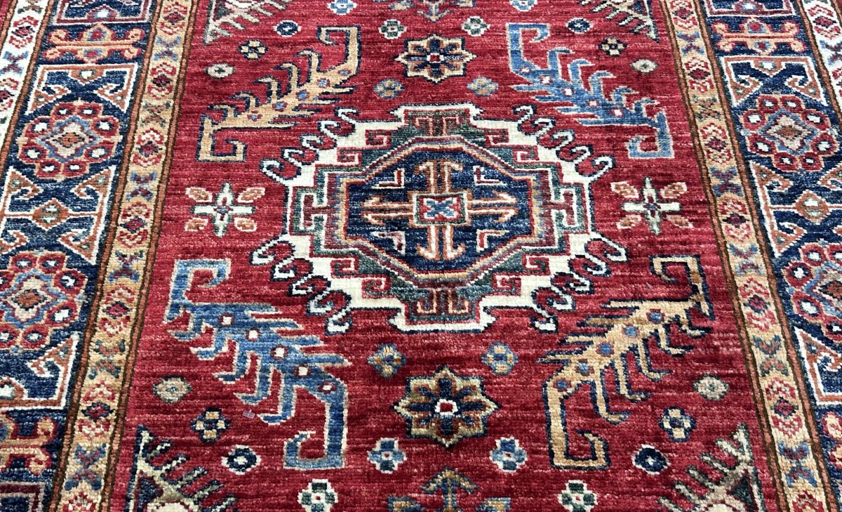 Hand-Woven Tribal Afghan Kazak Rug