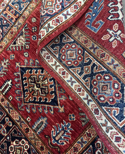 Hand-Woven Tribal Afghan Kazak Rug