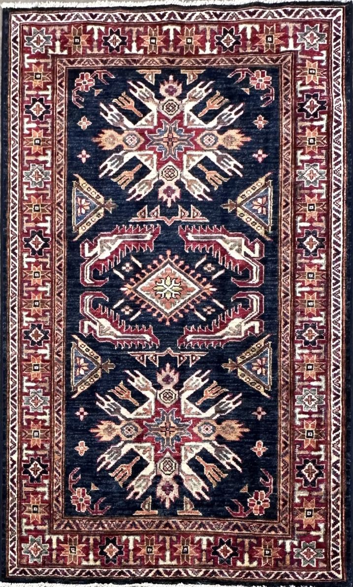 Hand-Woven Tribal Afghan Kazak Rug