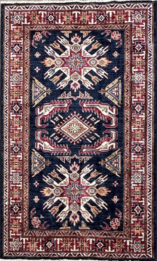 Hand-Woven Tribal Afghan Kazak Rug