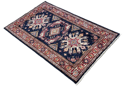 Hand-Woven Tribal Afghan Kazak Rug