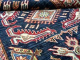Hand-Woven Tribal Afghan Kazak Rug