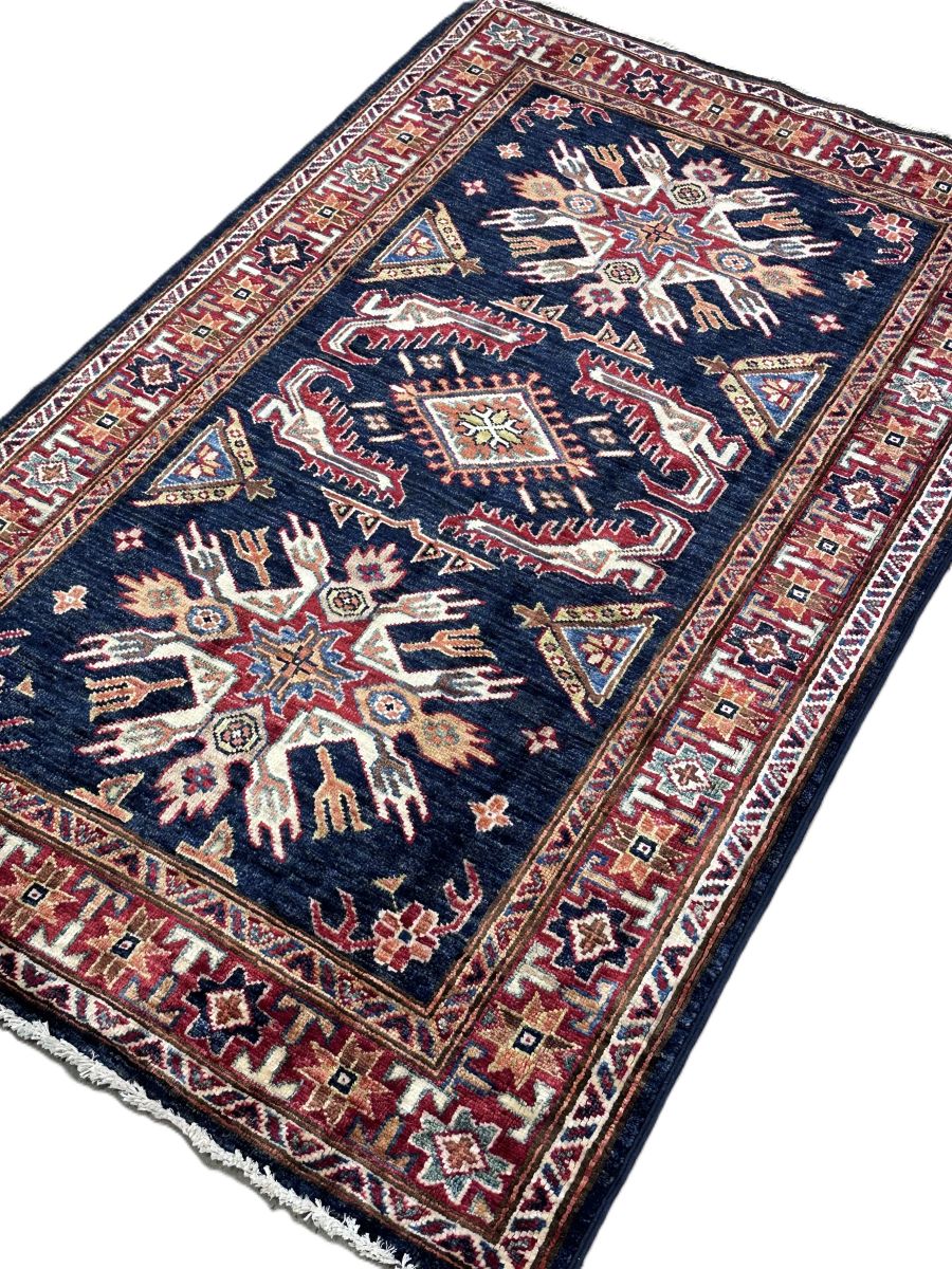 Hand-Woven Tribal Afghan Kazak Rug