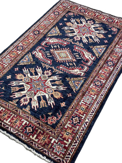 Hand-Woven Tribal Afghan Kazak Rug