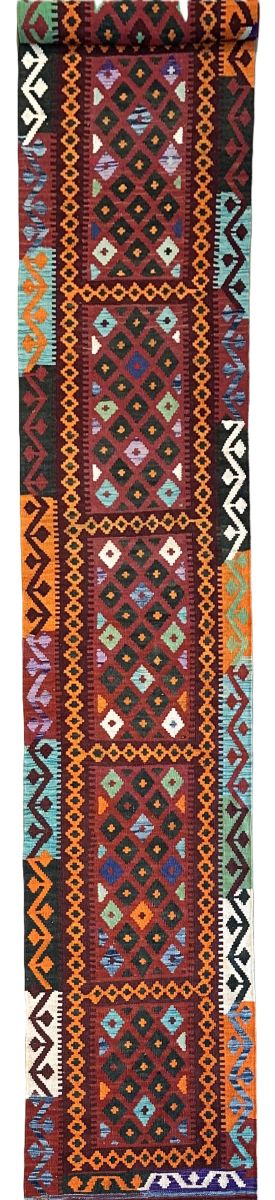Hand-Woven Tribal Afghan Kazak Kilim Runner