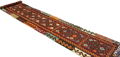 Hand-Woven Tribal Afghan Kazak Kilim Runner