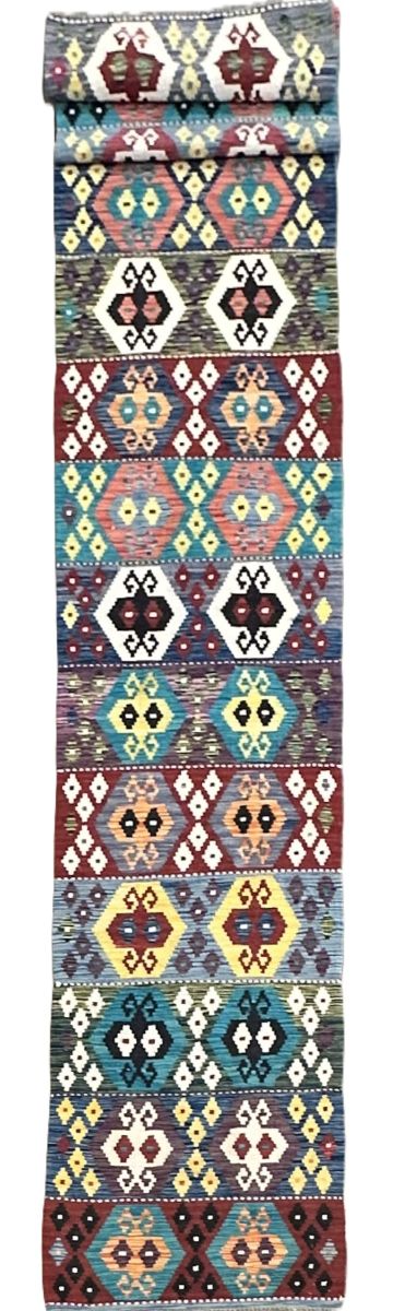Hand-Woven Tribal Afghan Kazak Kilim Runner