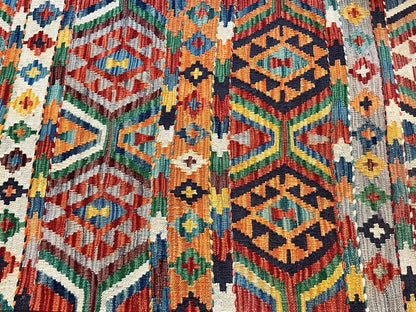 Hand-Woven Tribal Afghan Kazak Kilim Runner
