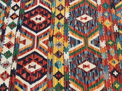 Hand-Woven Tribal Afghan Kazak Kilim Runner