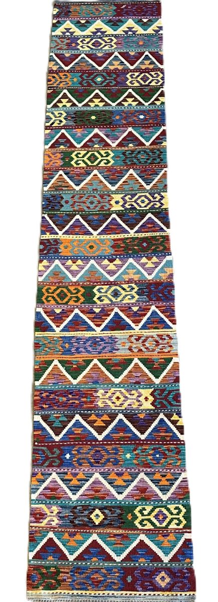 Hand-Woven Tribal Afghan Kazak Kilim Runner