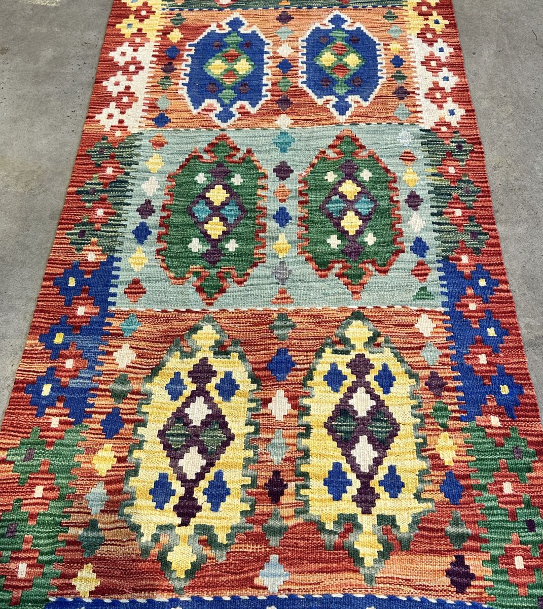 Hand-Woven Tribal Afghan Kazak Kilim Runner