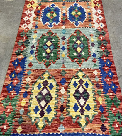 Hand-Woven Tribal Afghan Kazak Kilim Runner