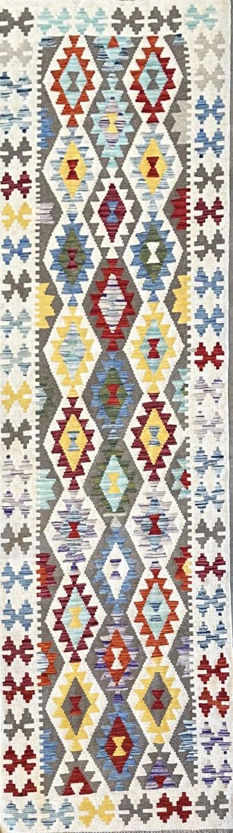 Hand-Woven Tribal Afghan Kazak Kilim Runner