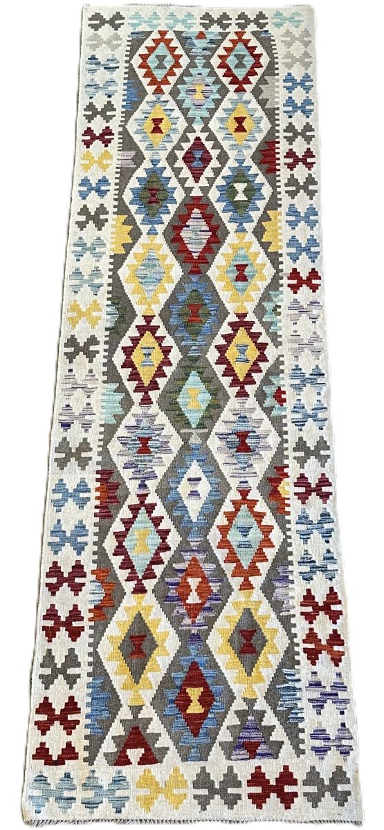 Hand-Woven Tribal Afghan Kazak Kilim Runner