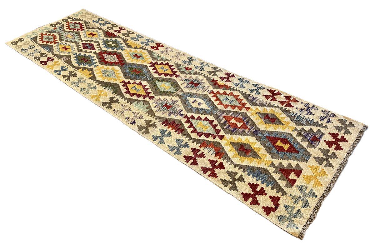 Hand-Woven Tribal Afghan Kazak Kilim Runner