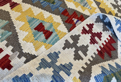 Hand-Woven Tribal Afghan Kazak Kilim Runner