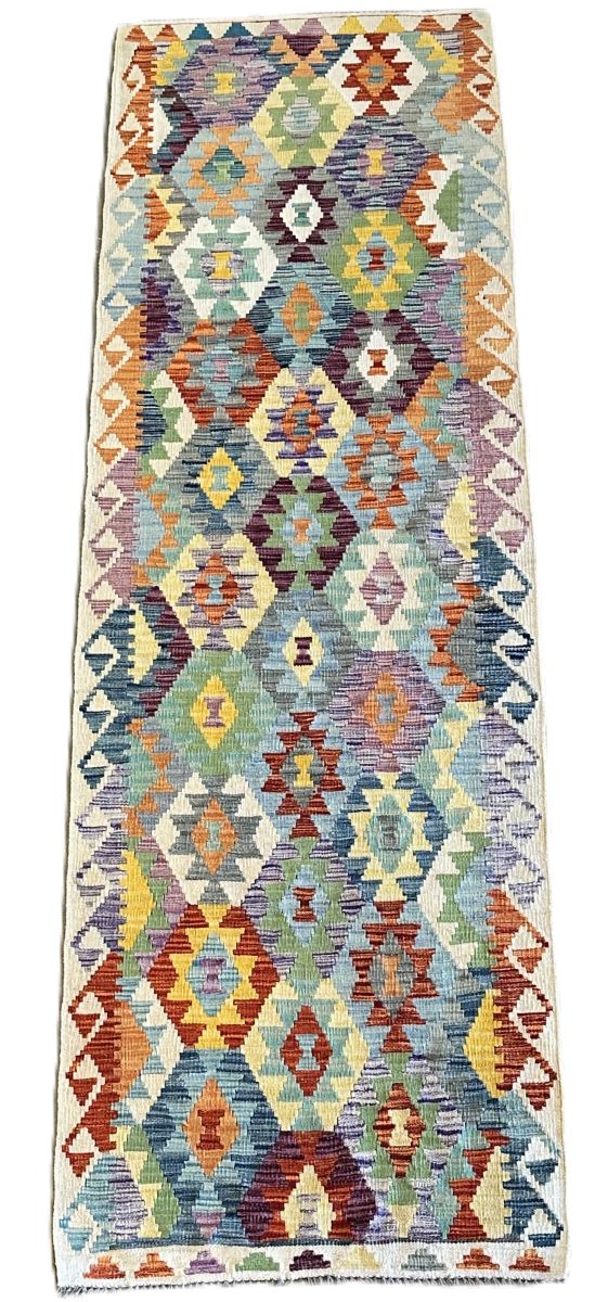 Hand-Woven Tribal Afghan Kazak Kilim Runner