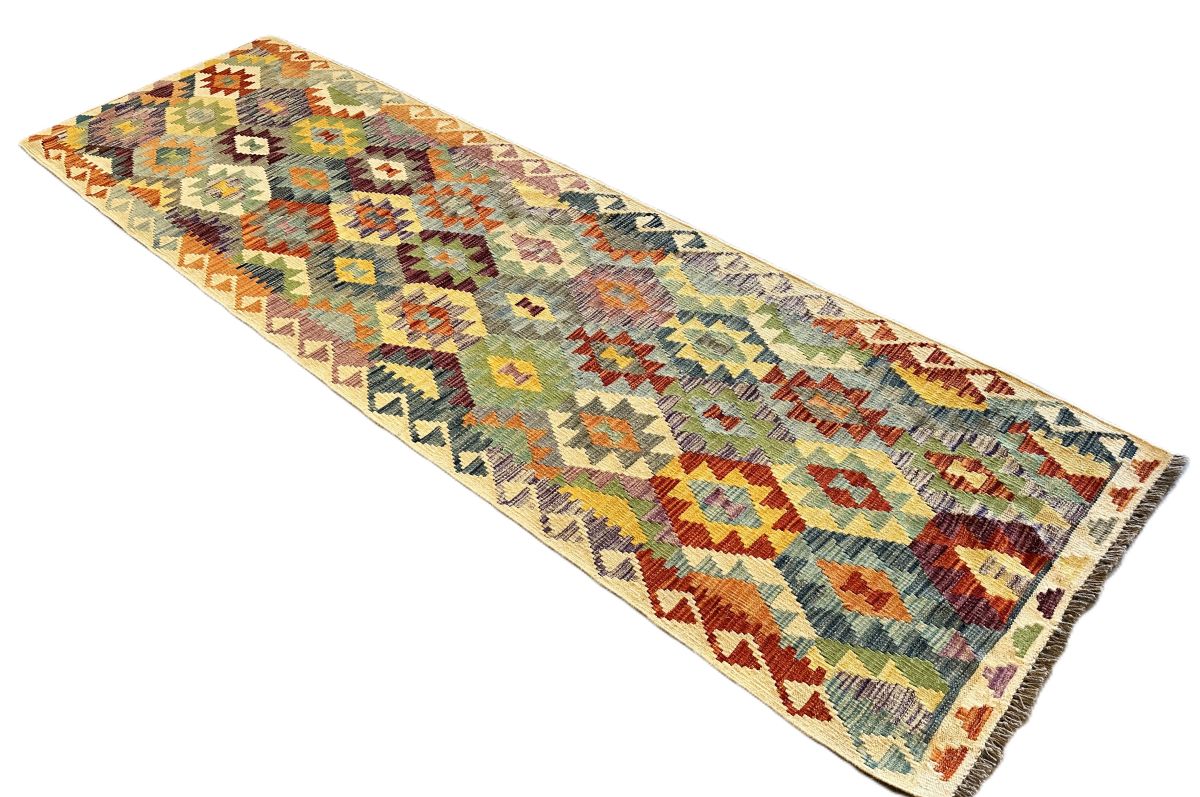Hand-Woven Tribal Afghan Kazak Kilim Runner