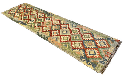 Hand-Woven Tribal Afghan Kazak Kilim Runner