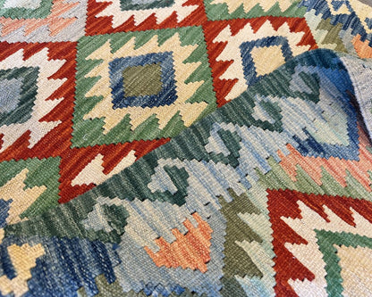 Hand-Woven Tribal Afghan Kazak Kilim Runner