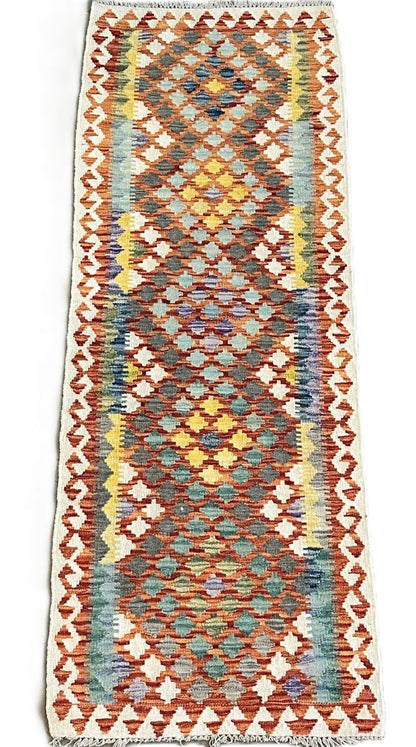 Hand-Woven Tribal Afghan Kazak Kilim Runner