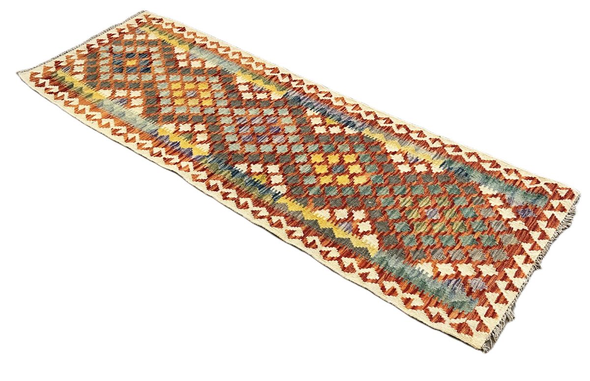 Hand-Woven Tribal Afghan Kazak Kilim Runner