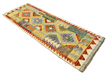 Hand-Woven Tribal Afghan Kazak Kilim Runner