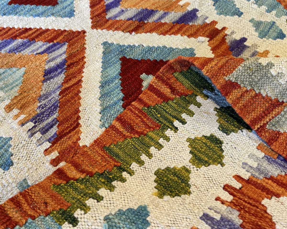 Hand-Woven Tribal Afghan Kazak Kilim Runner