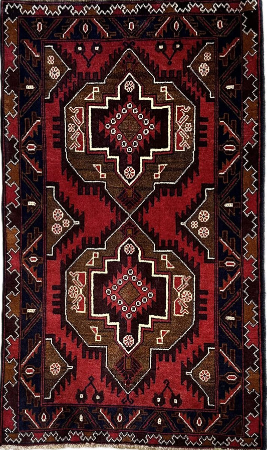 Hand-Knotted Tribal Persian Balouch Rug