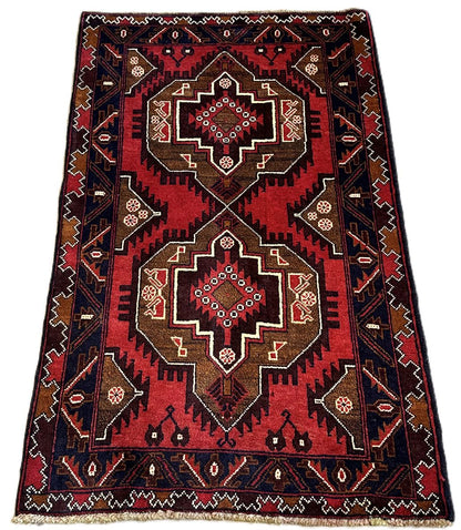 Hand-Knotted Tribal Persian Balouch Rug
