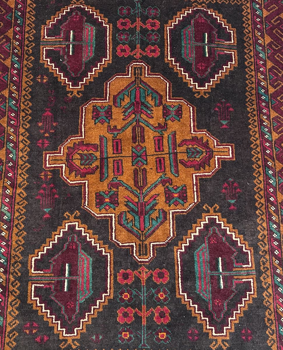 Hand-Knotted Tribal Afghan Balouch Prayer Rug
