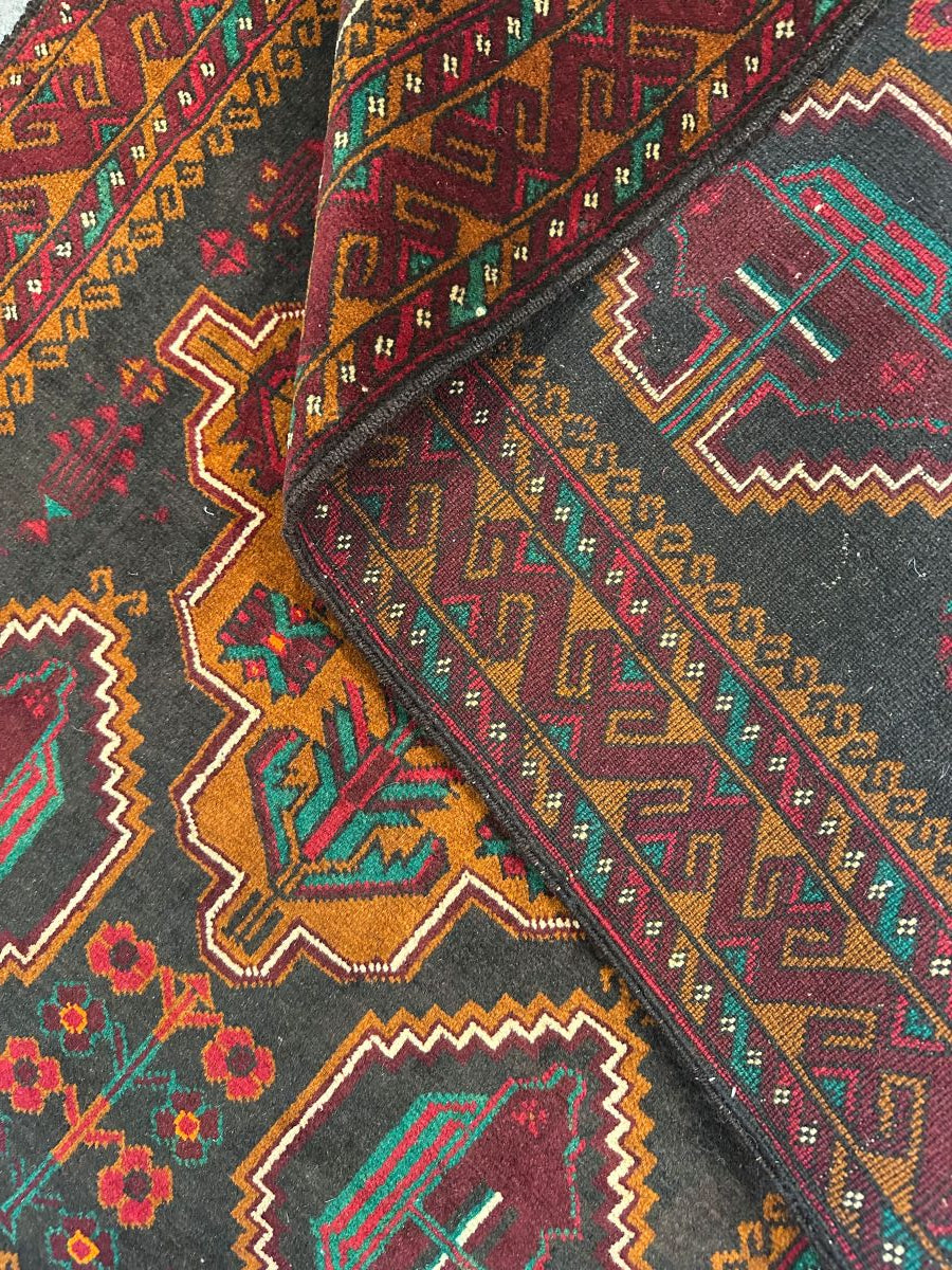 Hand-Knotted Tribal Afghan Balouch Prayer Rug