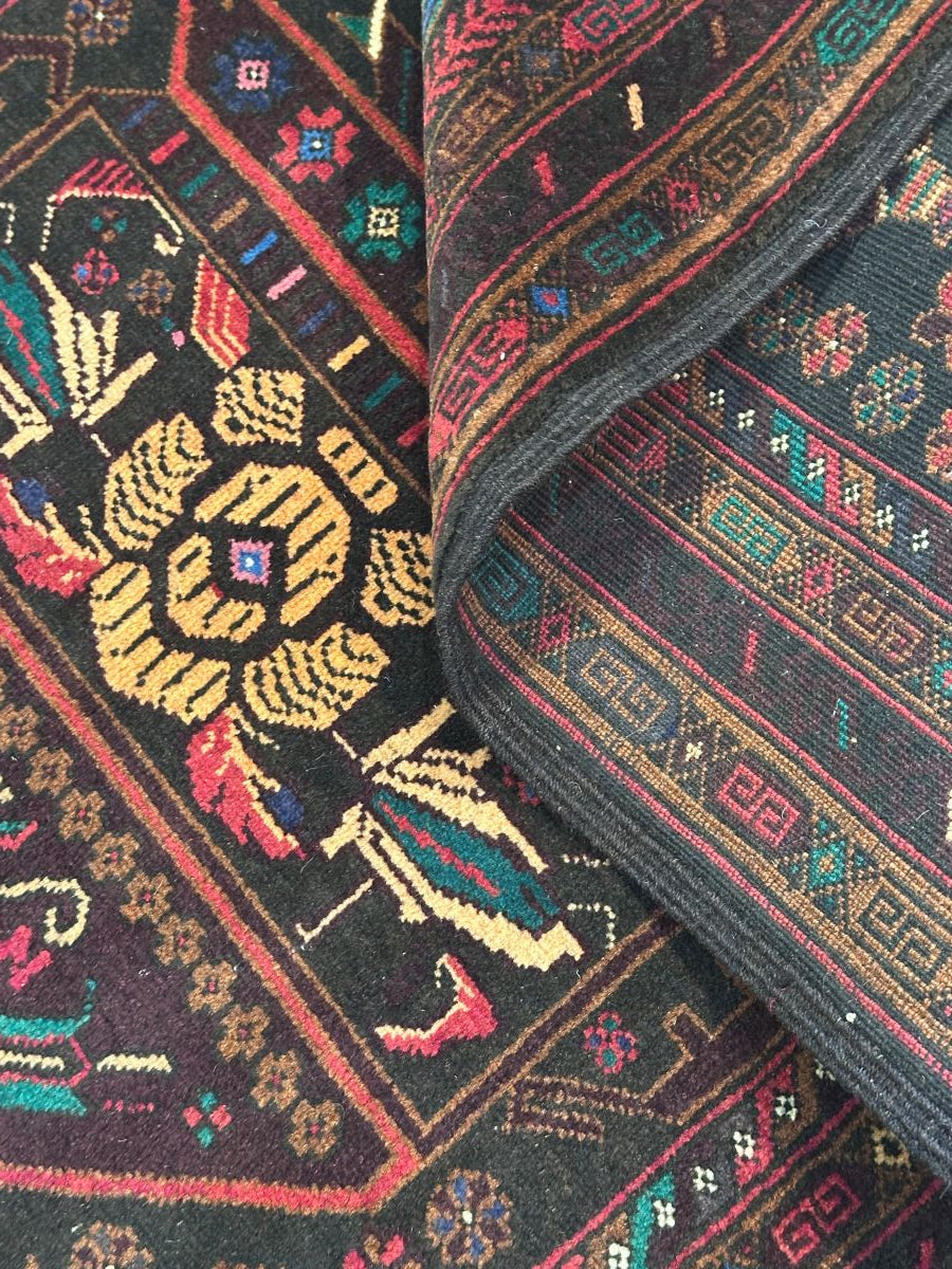 Hand-Knotted Tribal Afghan Balouch Prayer Rug
